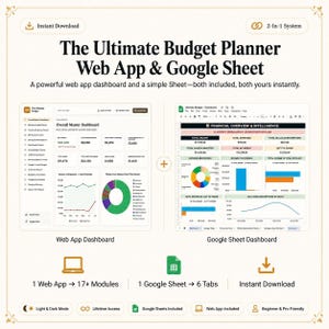 The Ultimate Budget Planner - Debt Payoff, Expense, Net Worth Tracker | Google Sheets Web App