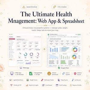 PCOS Tracker Web App & Google Sheets Bundle, Period Symptom Mood Log, IVF Planner