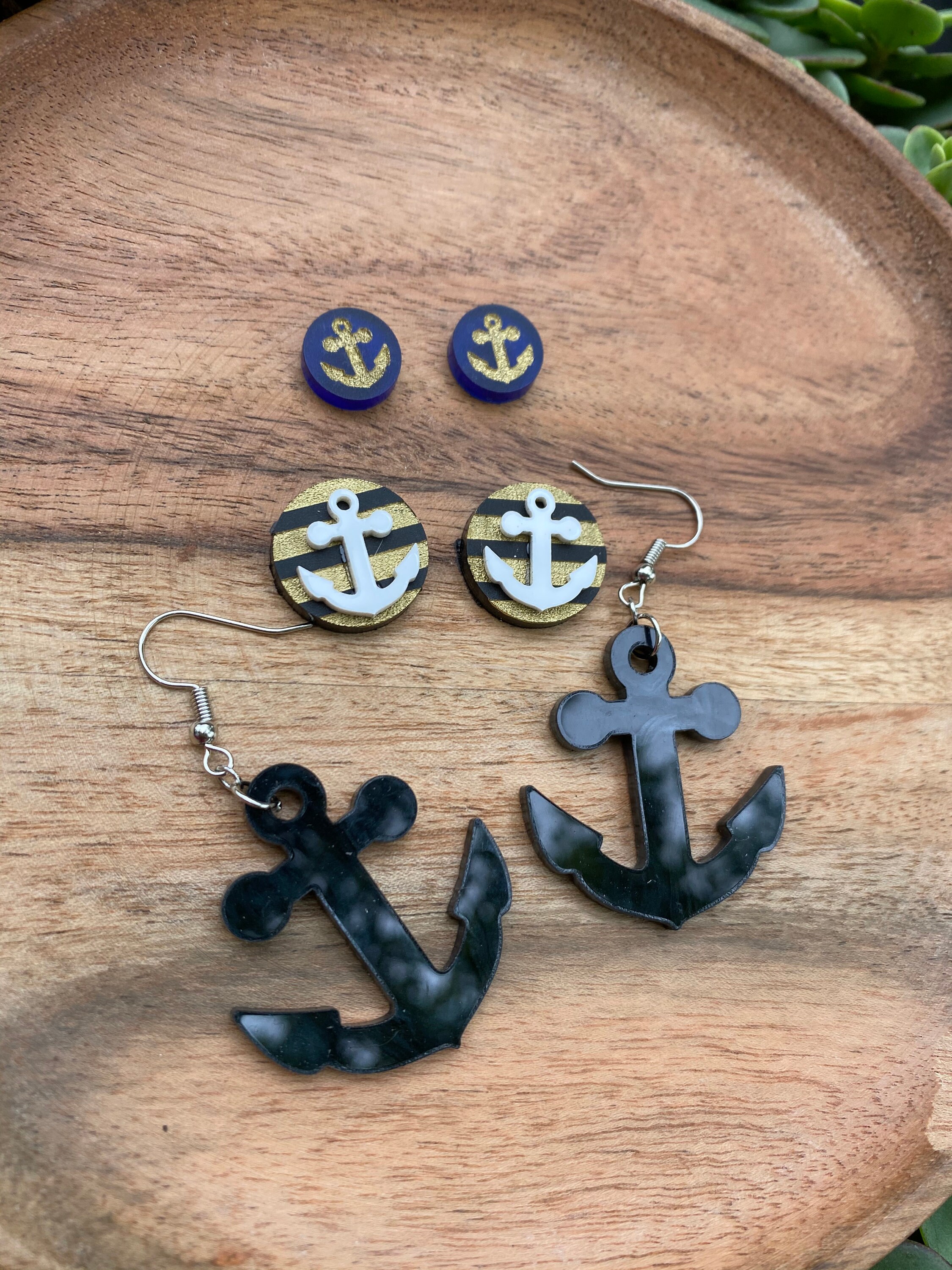 Anchors away earring acrylic laser cut earring summer anchor Etsy