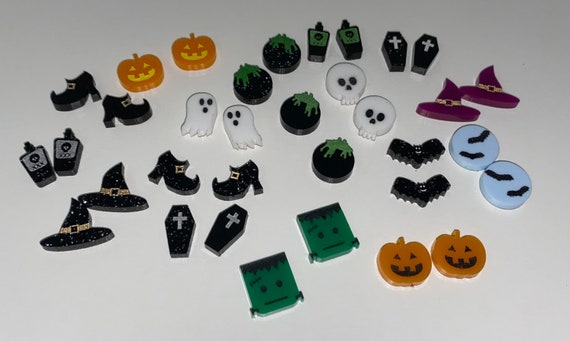 Halloween stud earring cut file Glowforge ready SVG laser cut file ghosts witch hat shoe coffin pumpkin cauldron bat skull wood or acrylic