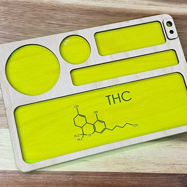 DIGITAL FILE ONLY marijuana rolling tray thc molecule laser cut file Svg