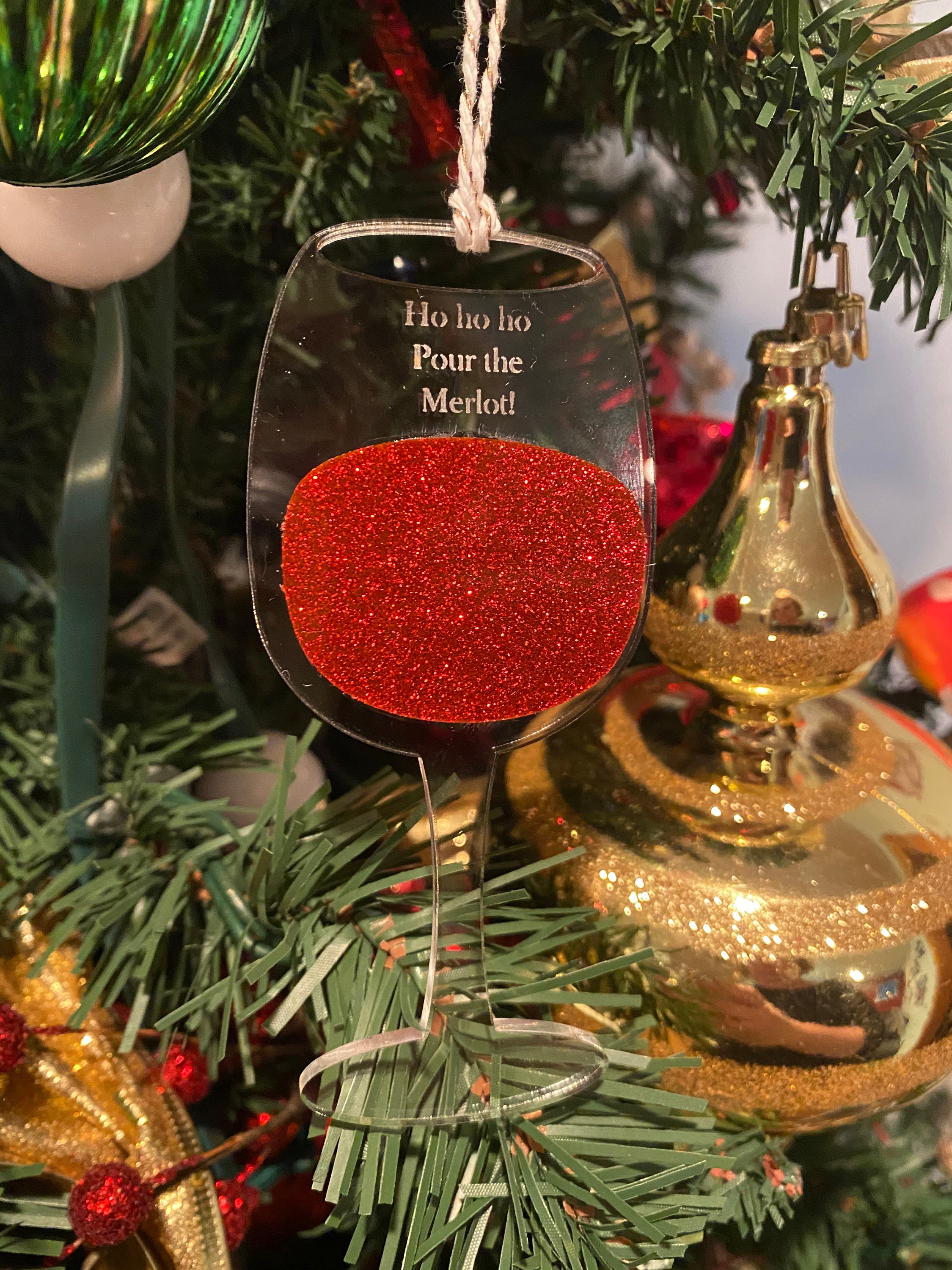 Wine ornament laser cut file Etsy