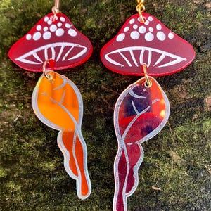 Mushroom Lady Laser Cut Acrylic Earrings