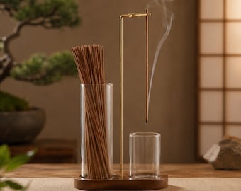 Incense Holder, Glass Incense Burner with Ash Catcher, Zen Meditation Decor, Japandi Home, Housewarming Gift