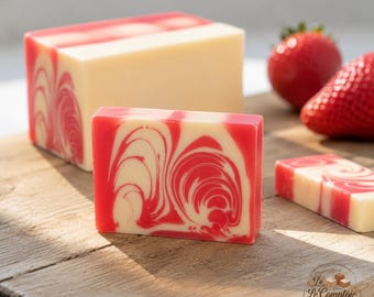 Savon Artisanal Fraise / Savon Fait Main | Cadeau Bien-être | Cosmétique Artisanale Française