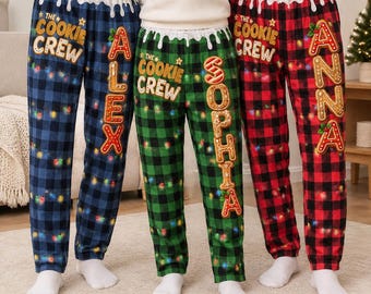 Personalized Cookie Crew Gingerbread Family Pants, Custom Family Christmas Matching Outfits, Cousin Crew Holiday Pajamas Pant Gift