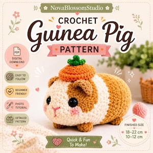 Crochet Guinea Pig Pattern PDF, Cute Amigurumi Guinea Pig Tutorial, Beginner Crochet Plush Pattern, Digital Download