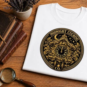 Midnight Cuckoo Clock Shirt, Vintage Gothic Graphic Tee, A Pick for Bookworm Fans Everywhere