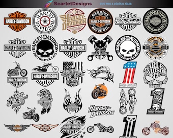 Harle.y Dav.idson SVG PNG Bundle Dateien mit Ebenen, Cricut Cut Dateien, Harley Clipart, Motorrad Sofort-Download
