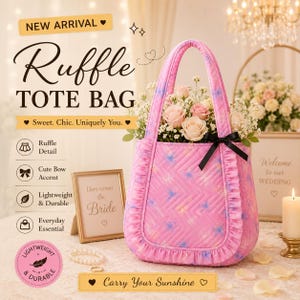 Cute Ruffle Tote Bag Pattern PDF | Quilted Tote Sewing Pattern | Everyday Shoulder Bag Tutorial | Digital Download