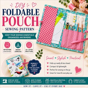 Faltbarer Beutel Nähbeutel Schnittmuster PDF | Quilter Organizer Fall Anleitung | Reise-Nähset-Halter | Sofort Download