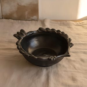 Ceramic Tableware Bowl | Embossed Leaf Pattern | French Country Serveware | Dessert Fruit