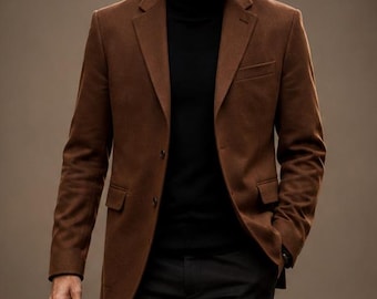Vintage 1900s Brown Blazer for Men | Old Hollywood Tailored Jacket | Classic High Waist Menswear | Formal Wedding Guest Outfit Business Wear