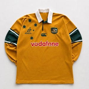 Vintage Australia Rugby Jersey Yellow Long Sleeve Rugby Shirt 00s Retro Sportswear Sweatshirt image 1