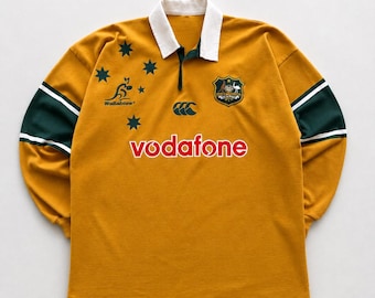 Vintage Australia Rugby Jersey Yellow Long Sleeve Rugby Shirt 00s Retro Sportswear Sweatshirt
