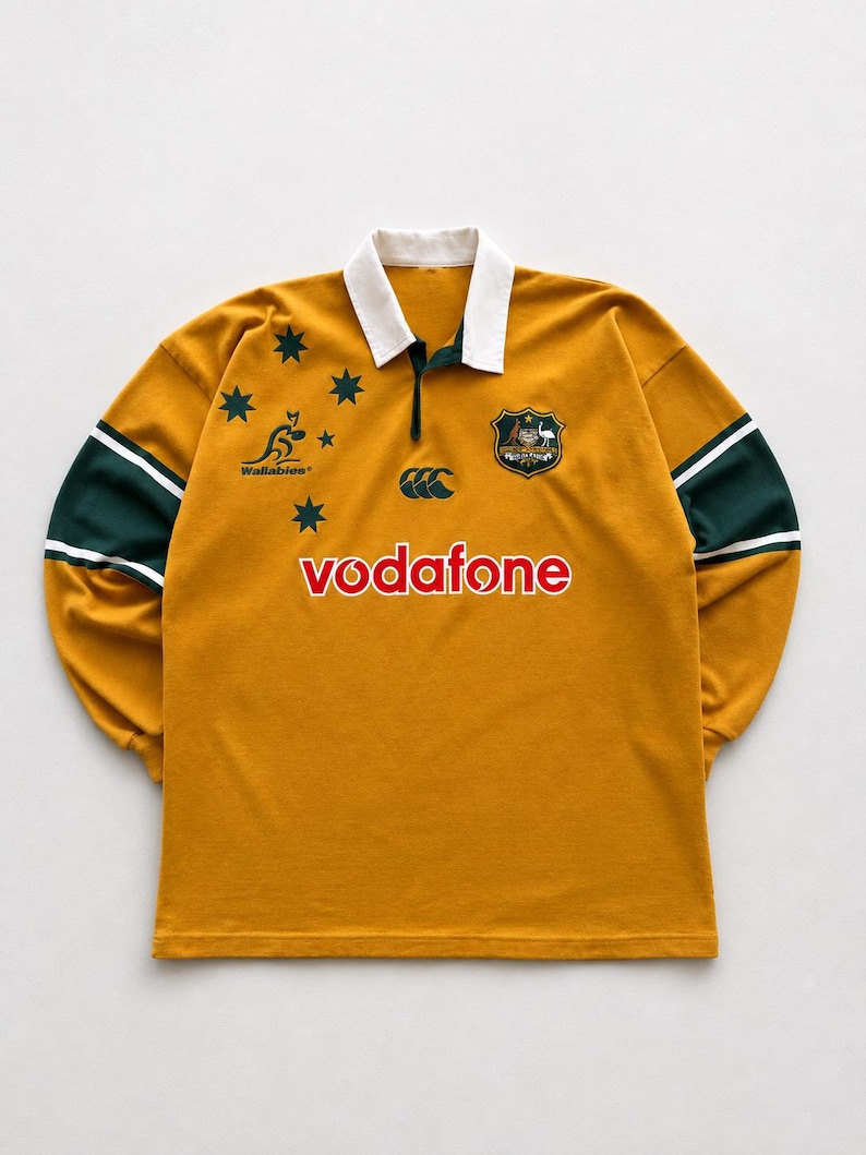 Vintage Australia Rugby Jersey Yellow Long Sleeve Rugby Shirt 00s Retro Sportswear Sweatshirt image 1