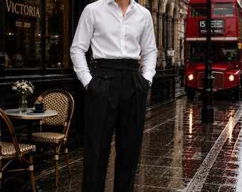 Heavyweight Gurkha Wool Trousers | High Waisted Pleated Military Pants | Vintage Old Money Dress Slacks