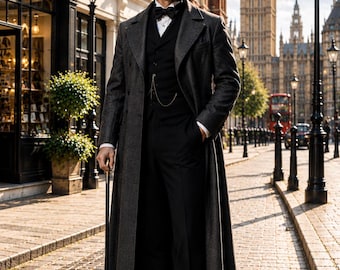 Victorian Gentleman Coat Men, Regency Formal Tailcoat, Gothic Wedding Overcoat, Aristocrat Historical Costume