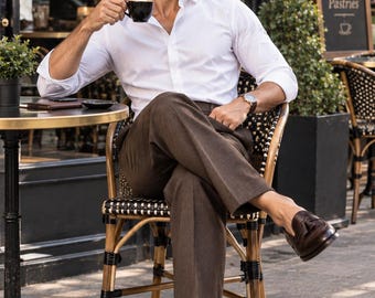 Bespoke 1930s Gurkha Pants Victorian Style High Waist Wide Leg Dress Trousers Business Casual Father's Day Gift for Dad Husband Classic Look
