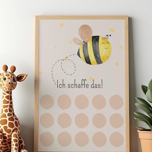 Motiverande poster med ett bi | Belöningssystem för barn (PDF) | Klistermärkestabell | Rutintabell | Potträning | Tandborstning | Förskoleklass | DIN A4
