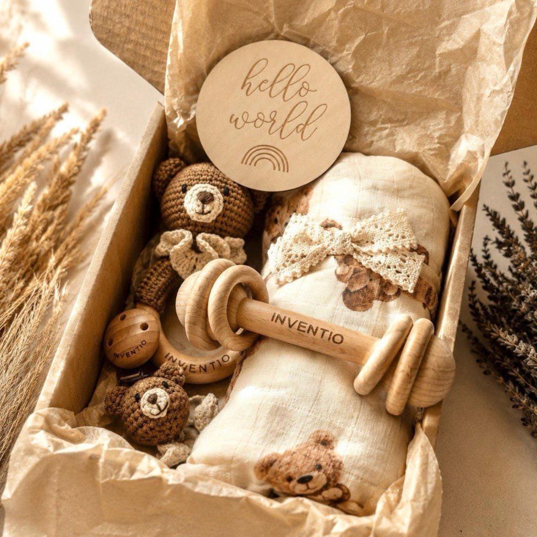 Baby Gift Box Set | Handmade Newborn Gift Set | Teddy Bear Baby Gift ...