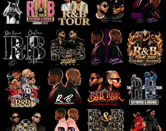 Chris Brown Usher Raymond R&B-turné 2026 PNG-paket, R&B 2026-turnéns fantröjor, konsertgrafik, sublimerings-PNG, digital nedladdning