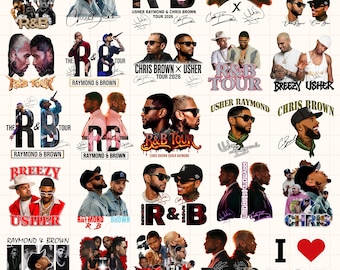 Chris Brown Usher Raymond R&B Tour PNG File, Hip Hop Singer Tshirt Design, Chris Brown and Usher R B Tour 2026 PNG, Usher and Chris Brown