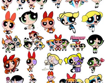 Powerpuff Girls PNG Bundle,  Powerpuff Girls Clipart, Cartoon Girls SVG, Cute Cartoon PNG, Cricut Cut Files