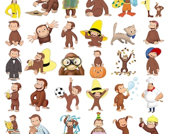 Curious George Monkey Svg Png, Designs Easy to use, Cartoon Characters,  Curious George PNG Clipart Bundle, Birthday Party