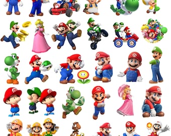 Super Mario SVG Bundle for Cricut and Sublimation, Mario Cut Files, Mario Clipart, Super Mario Font, Mario PNG, Mario Family Svg,Layered Svg