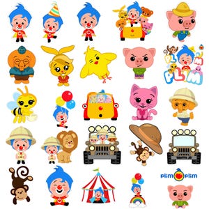 Bundle Plim Plim PNG, clipart personnages de dessins animés pour enfants (téléchargement numérique)