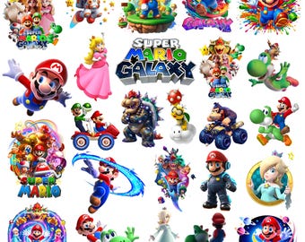Super-Mario Galaxy PNG Bundle, Mario Galaxy High Quality PNG Images ,Mario Movie PNG, Luigi, Yoshi, Rosalina, Mario Movie Birthday Cliparts