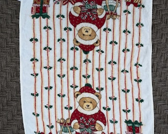 Vintage Royal Terry Teddy Bear Santa Christmas Hand Towel | Cotton Bathroom Decor