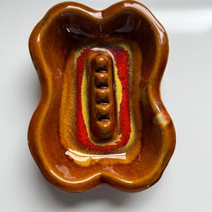 Maurice of California Ashtray | 1960s Mid Century Drip Glaze Pottery