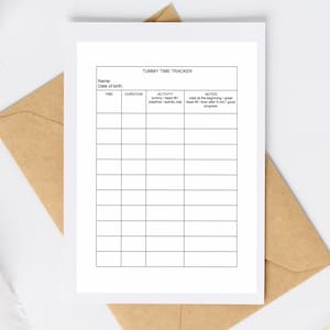 Tummy Time Tracker Printable | Newborn Activity Log | Infant Development Routine and Daily Notes | Baby Exercise PDF