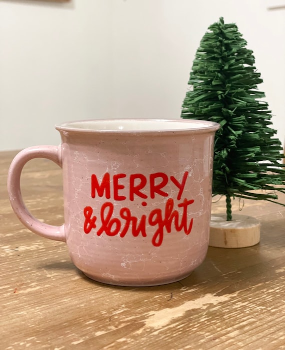 Merry & bright mug, mug for Christmas, custom marble campfire mug, holiday  mug, Custom coffee mug, personalized coffee mug