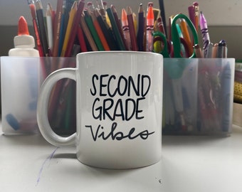 grade vibes mug, back to school mug, mug for school, new grade level mug,  mug for kids, ceramic mug, school mug