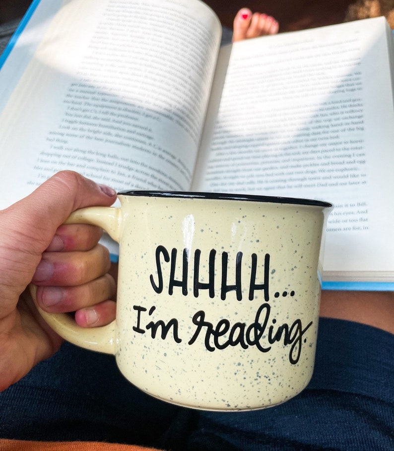 Shhh Im reading mug, book lover mug, book club mug, Custom coffee mug, personalized coffee mug, customized mug image 1