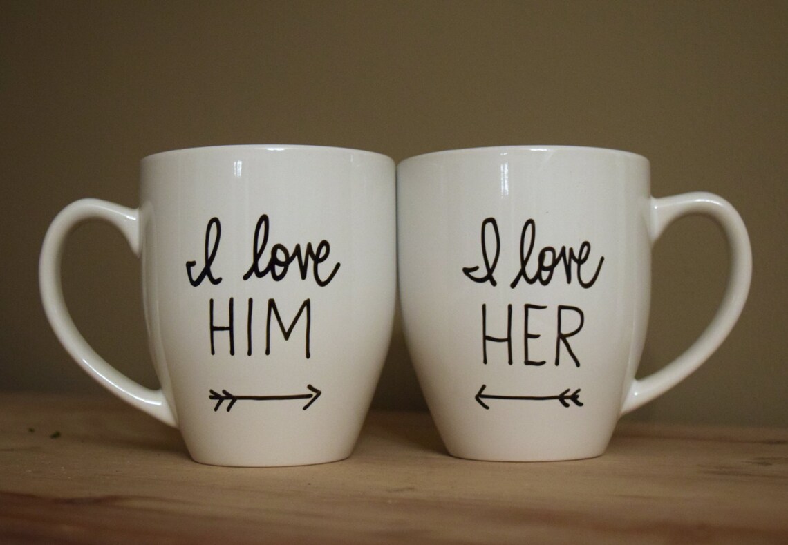 His and Hers Engagement Mugs His and Her Mug Set Love Mug Etsy