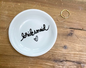 Bridesmaid  ring dish, wedding party gift trinket dish, customized ring dish, wedding gift, engagement gift, dish for ring, bridesmaid gift