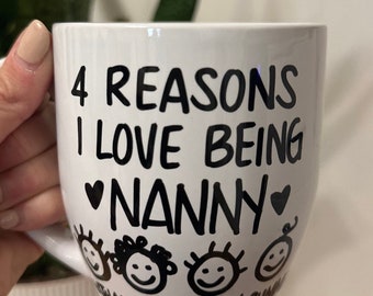 Grandma Mug, reasons I love being grandma mug, nana mug, mug for nana, mug for grandparents, pregnancy announcement mug