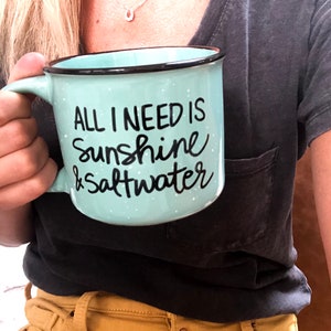 All I Need Is Sunshine and Saltwater Mug, I'd Rather Be at the Beach mug, Custom coffee mug, personalized coffee mug, customized mug, design