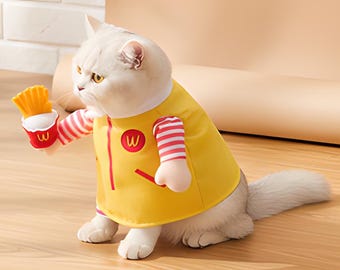 Pet Costume, Fast Food Cat Outfit, Funny Dog Clothes, Mascot Dress Up, Halloween Party