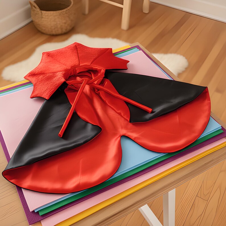 Vampire Pet Cape | Red Dog Costume | Cat Halloween Outfit | Bat Collar Cloak image 4