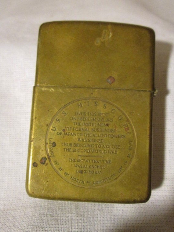 Vintage Zippo Solid Brass Lighter USS Missouri BB 63 Vintage Zippo Solid Brass Lighter USS Missouri BB 63