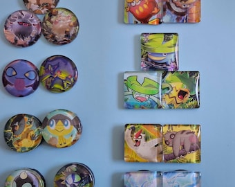 Handgefertigte Upcycling-Magneten aus originalen Sammelkarten (Pokémon)