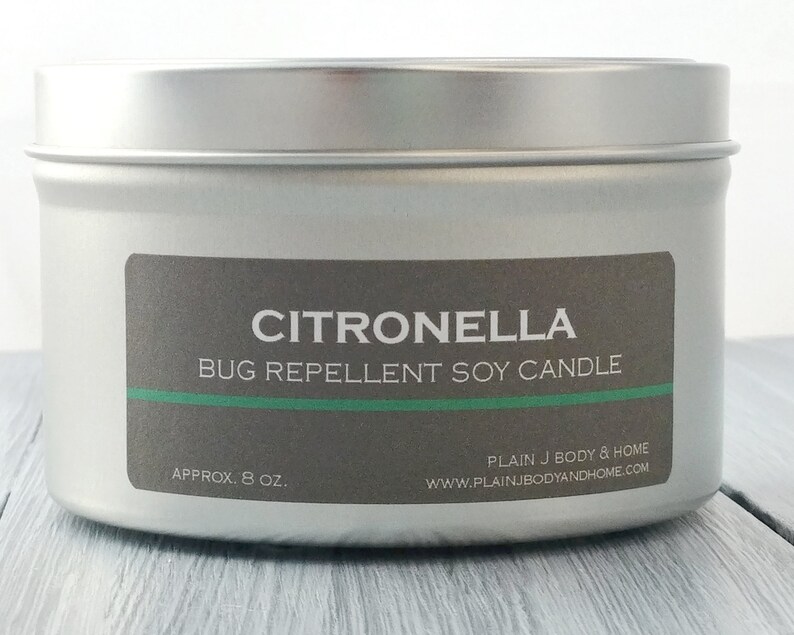 Citronella Soy Wax Candle 8oz Tin bug repellent outdoor Etsy