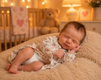 Muñeca bebé reborn realista de 48 cm / Bebé durmiendo realista con cabello enraizado / Recién nacido de vinilo de cuerpo completo / Silicona / Regalo para recién nacido