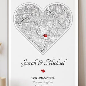 Personalized Anniversary Gift for Couple, Custom Location Map Print, Where We Met Gift, First Date Map, Wedding Place Printable Wall Art