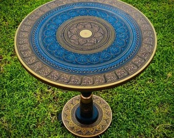 Handmade Mosaic Round End Table, Moroccan Tile Side Table, Boho Accent Table, Outdoor Patio Table, Garden Furniture, Home Decor